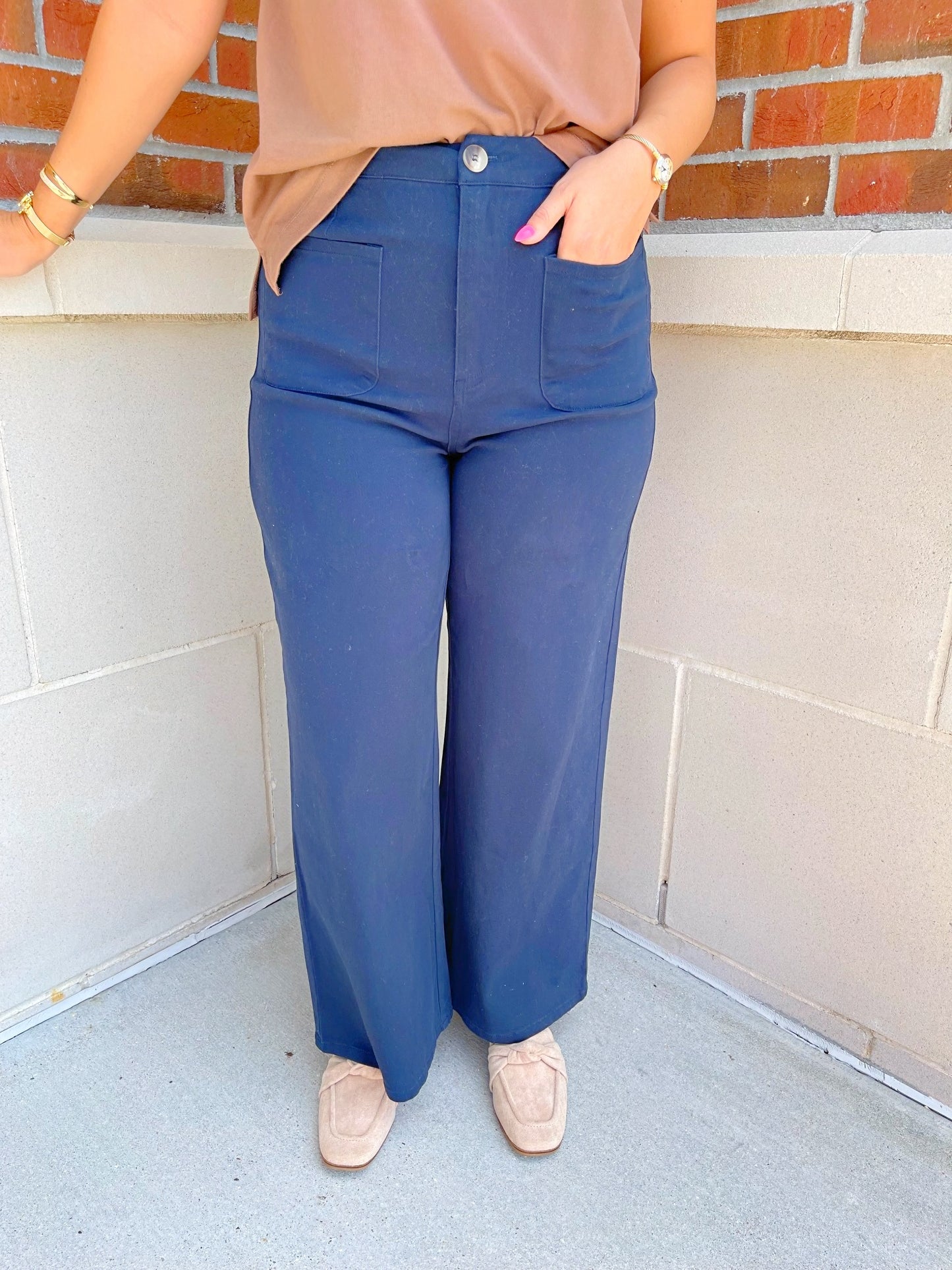High Waist Front Pocket Pants
