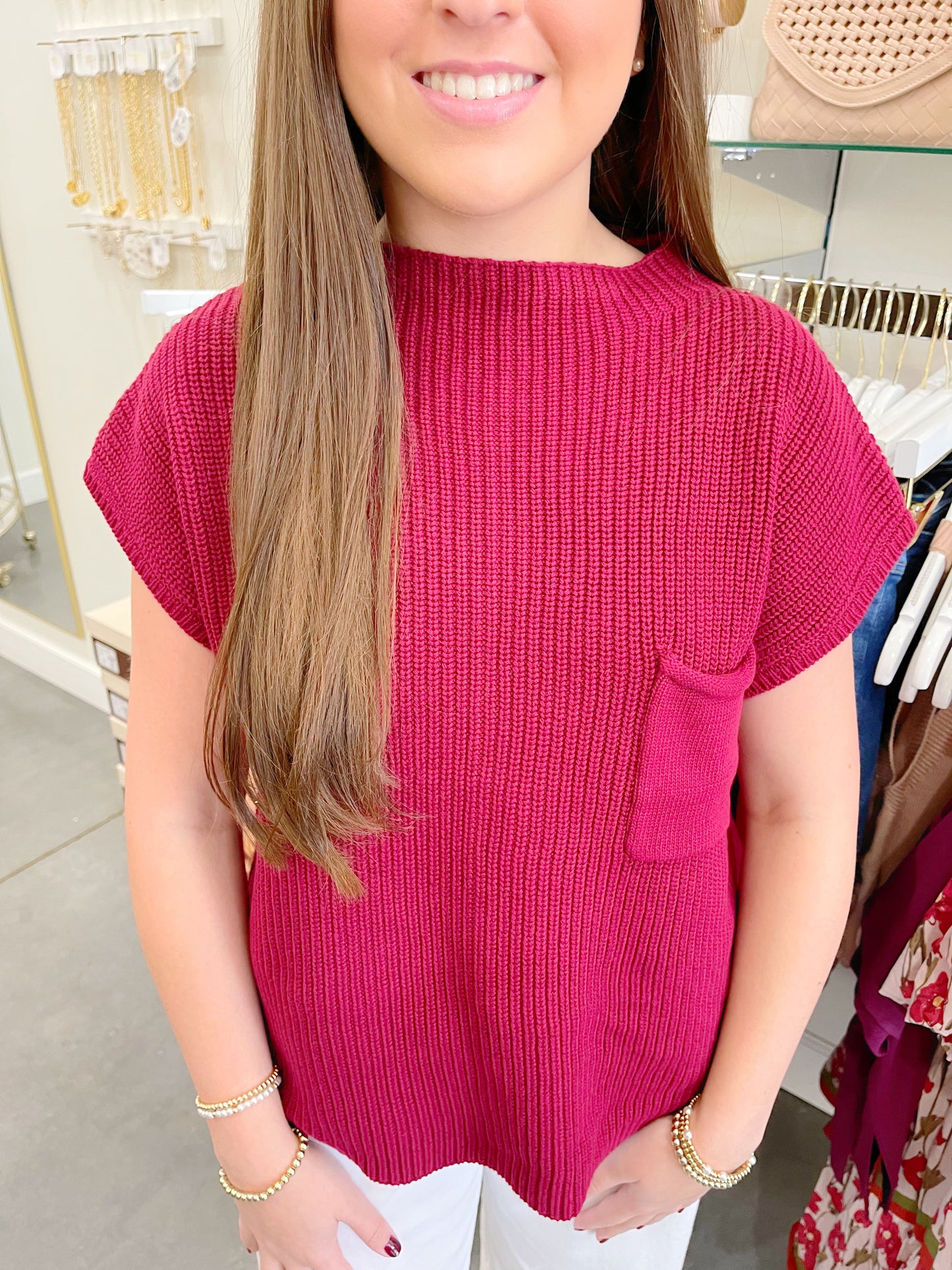 Mock Neck Pocket Sweater