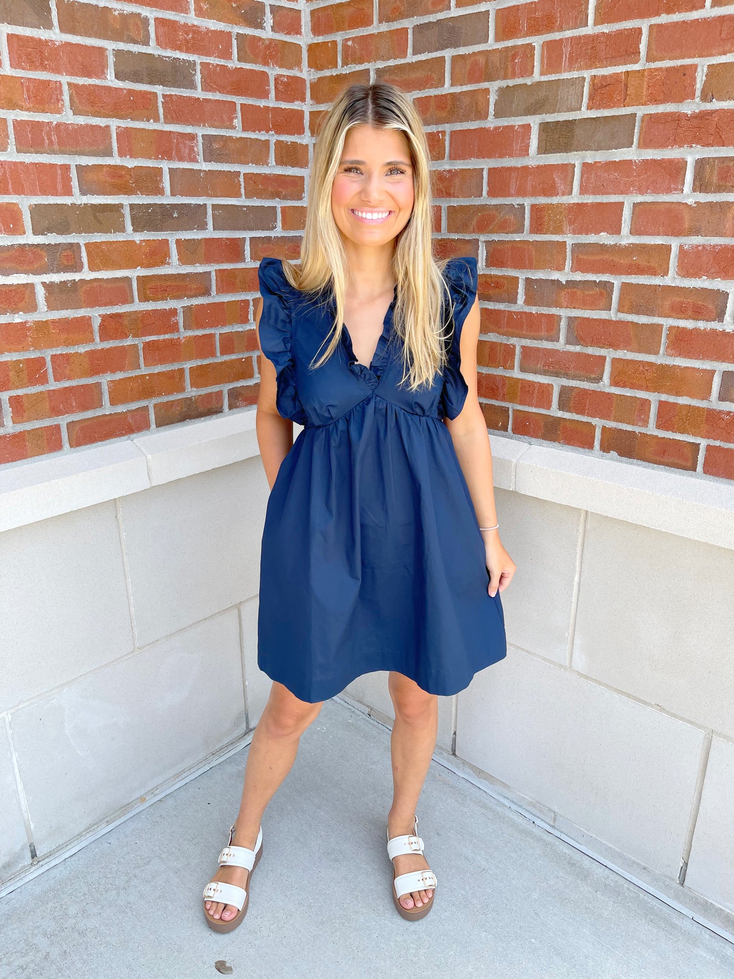 Ruffled V-Neck Dress
