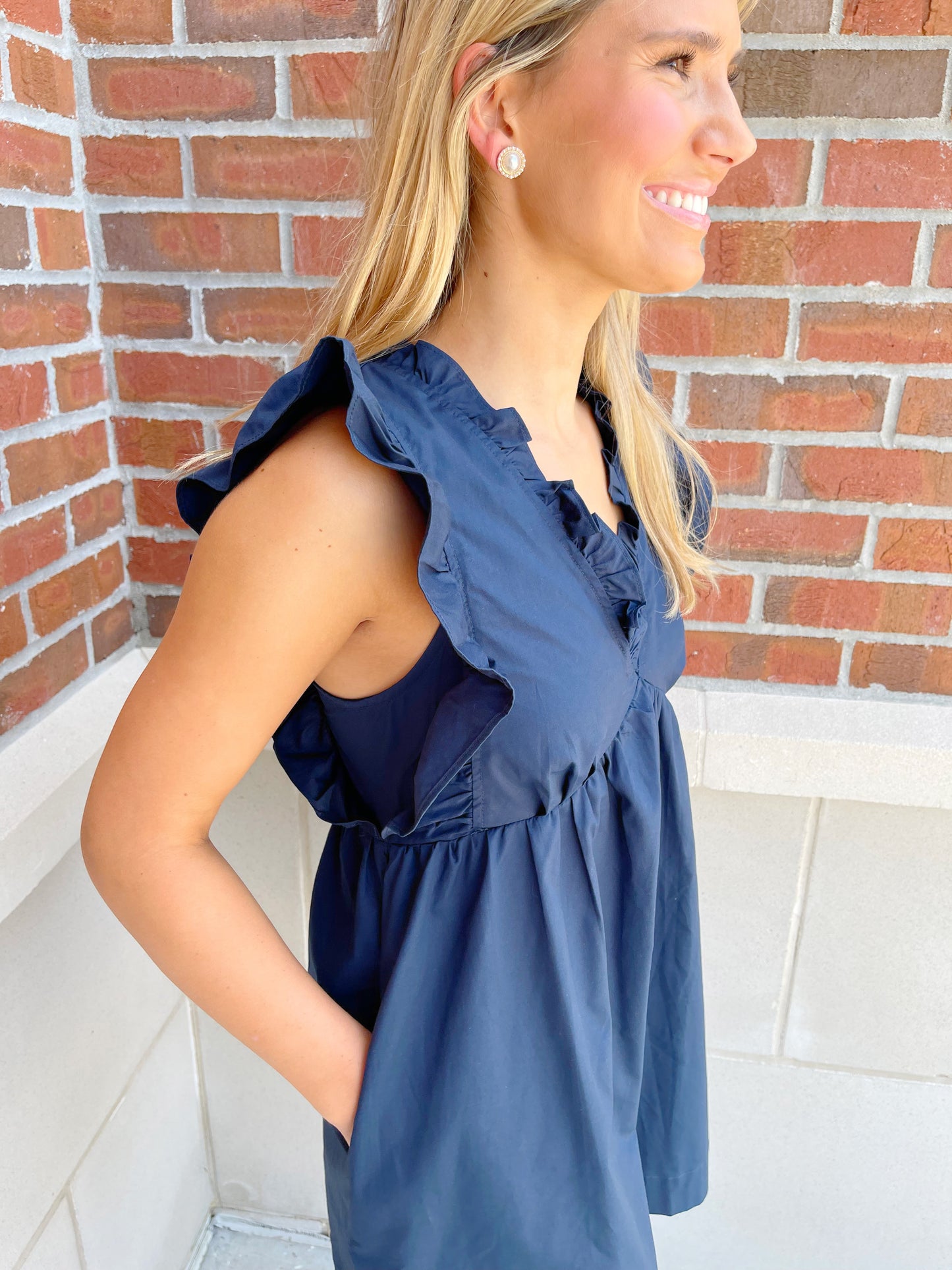 Ruffled V-Neck Dress