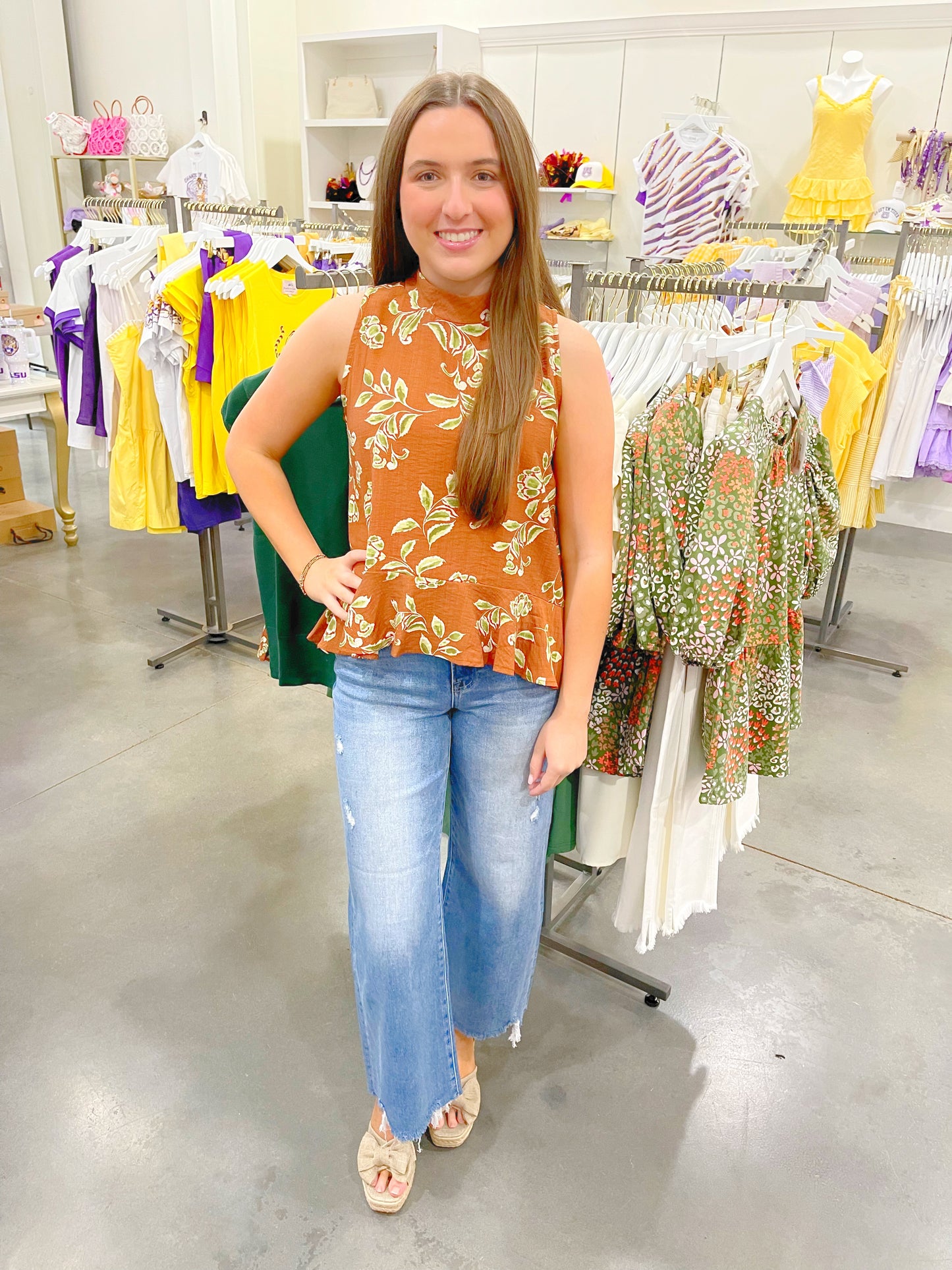 Floral High Neck Top