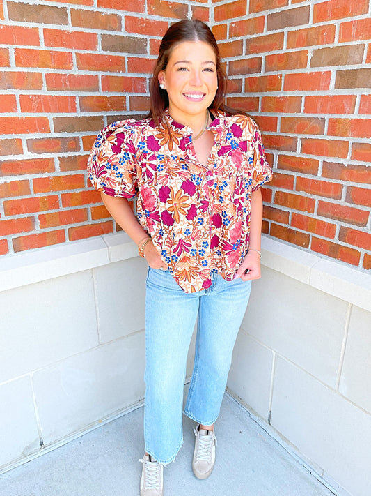 Floral Puff Sleeve Top