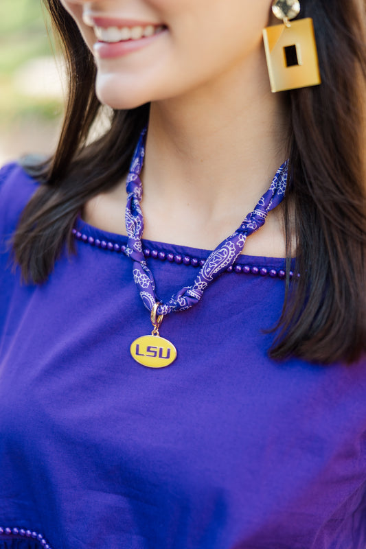 LSU Charm Scarf Necklace