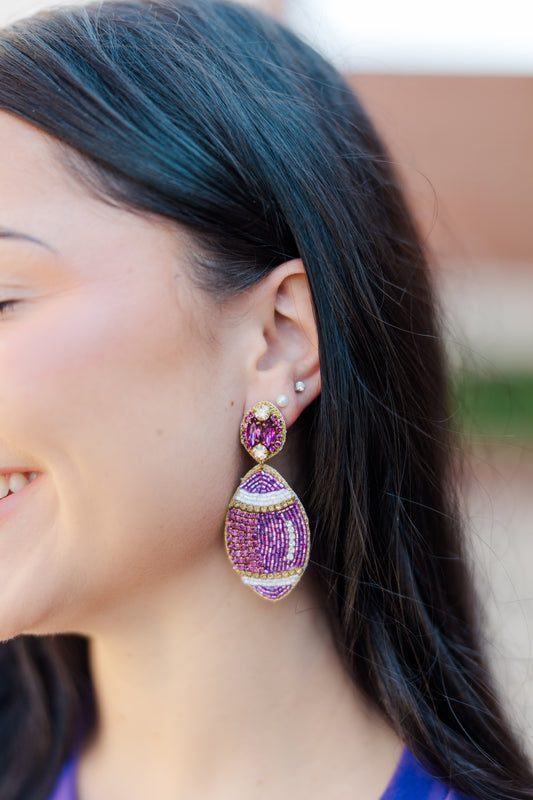 Beaded Football Earrings