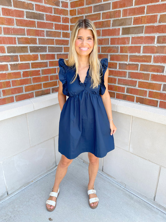 Ruffled V-Neck Dress