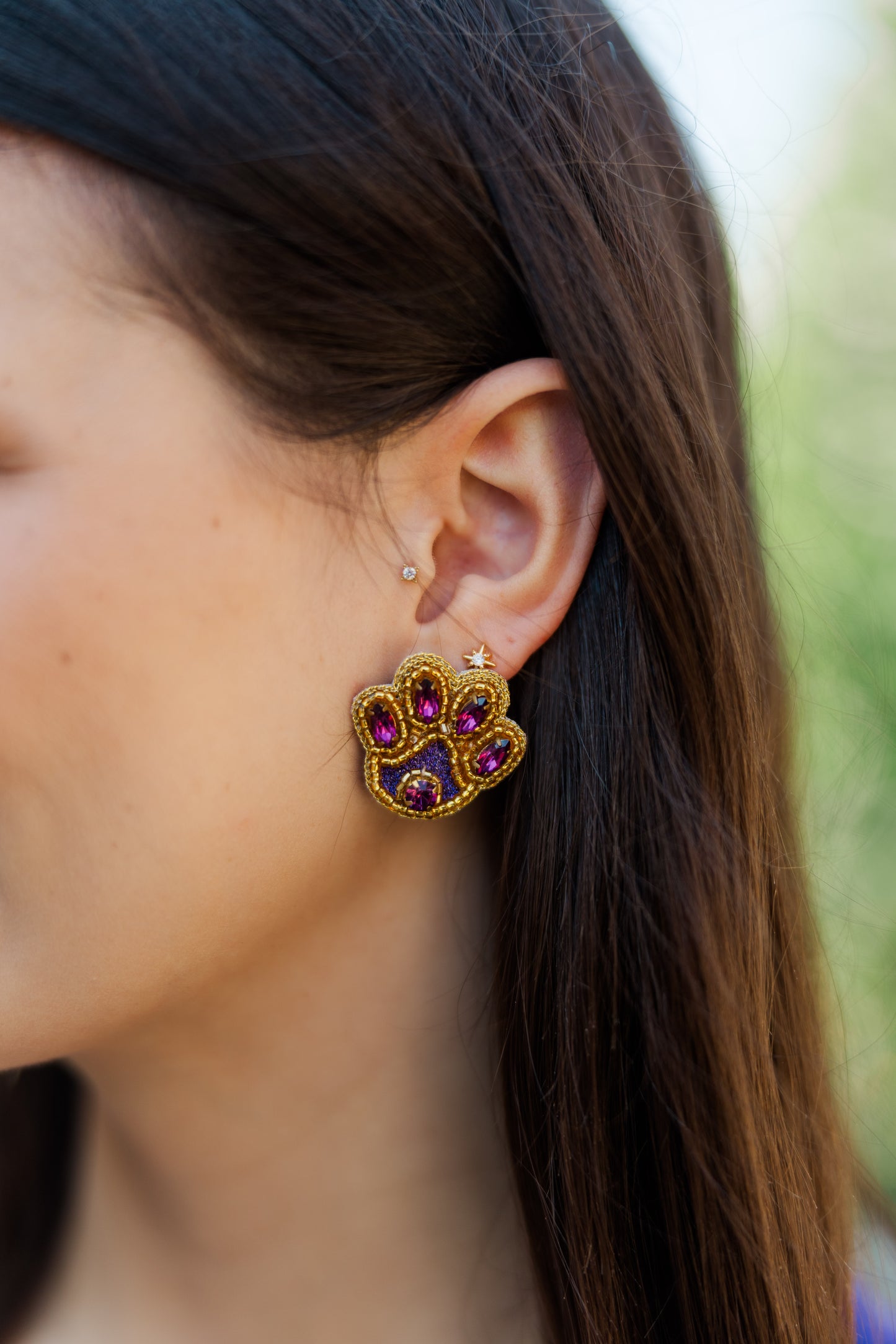 Beaded Mini Tiger Paw Earrings