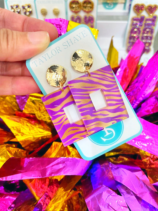 Tiger Stripe Acrylic Earrings