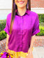 Shimmer Metallic Button Down Top