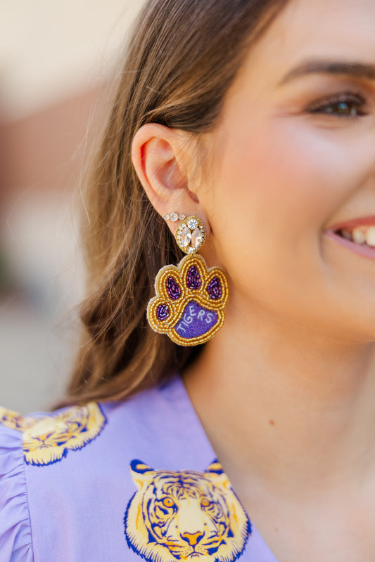Beaded Tiger Paw Earrings