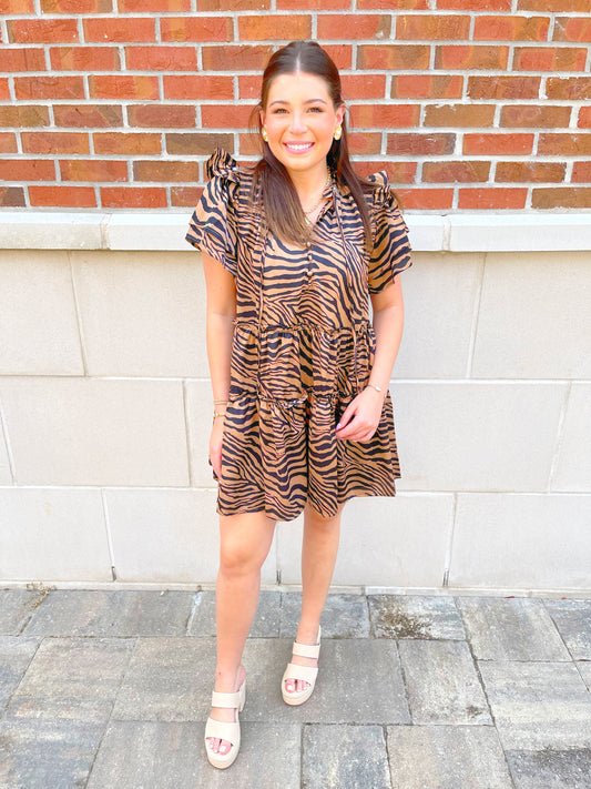 Tiger Stripes V-Neck Dress