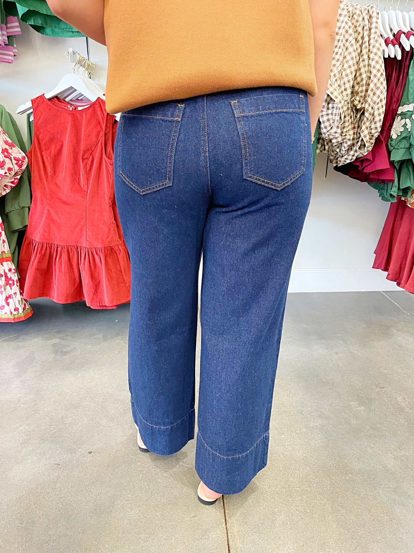 Wide Leg Cuffed Hem Denim