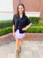 Shimmer Metallic Button Down Top