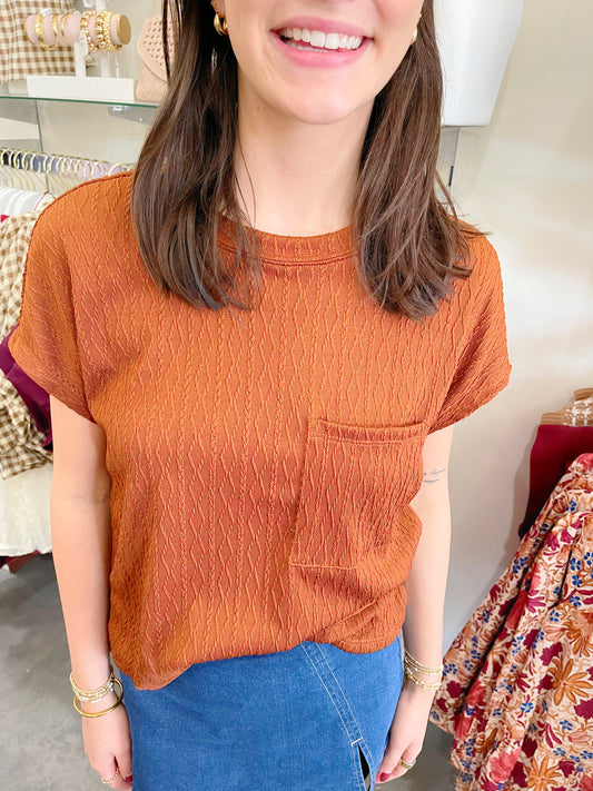 Textured Short Sleeve Top
