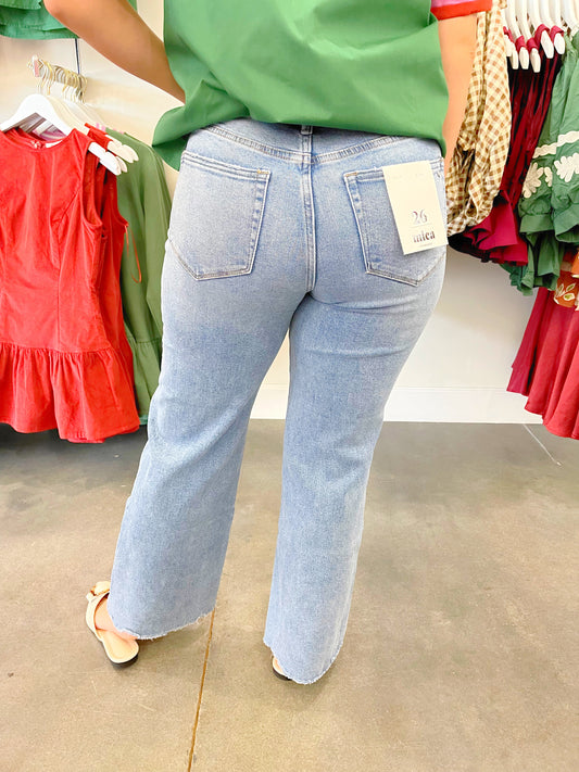 Stretch High Rise Wide Leg Denim