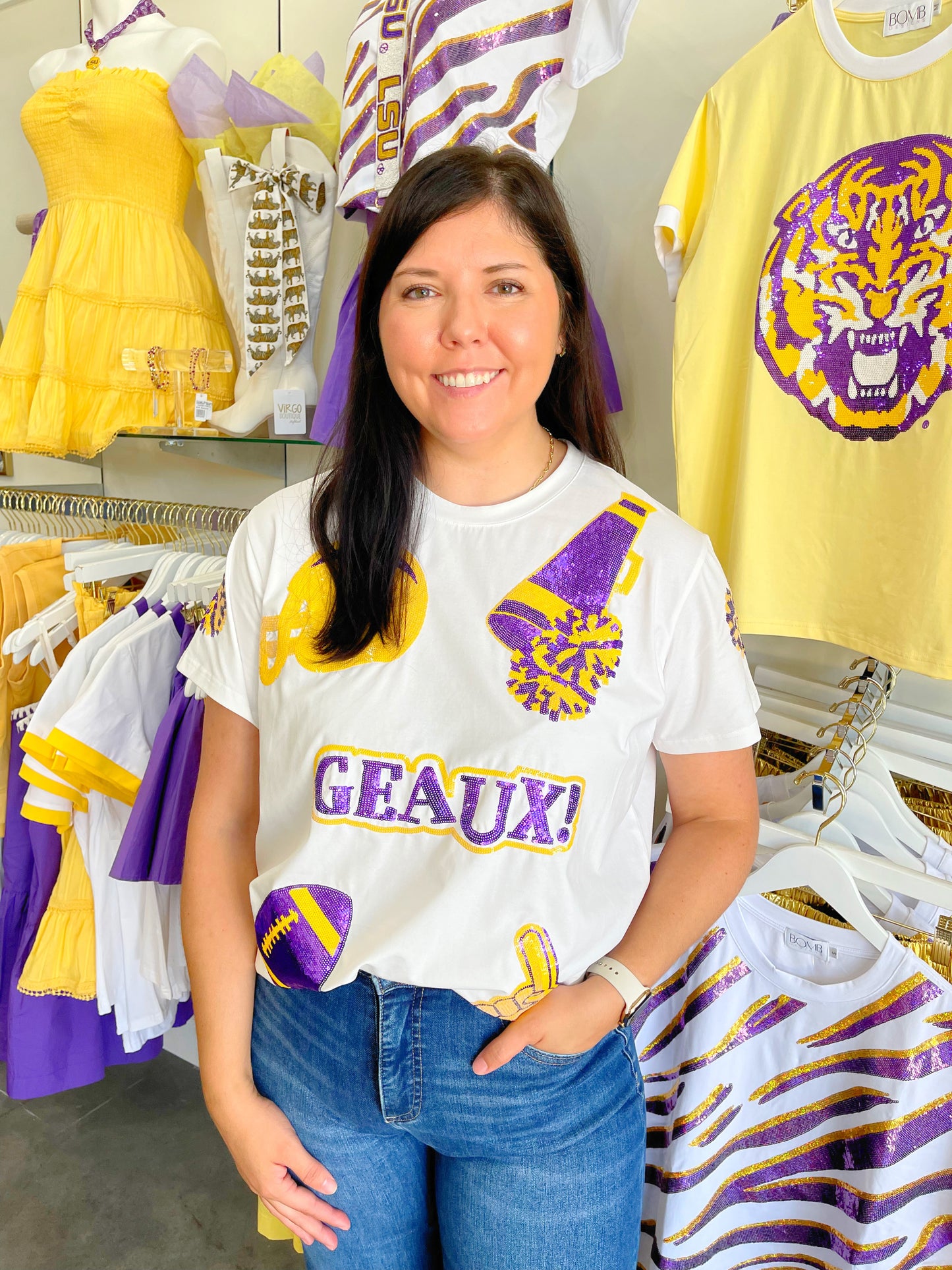 LSU Themed Sequin Tee