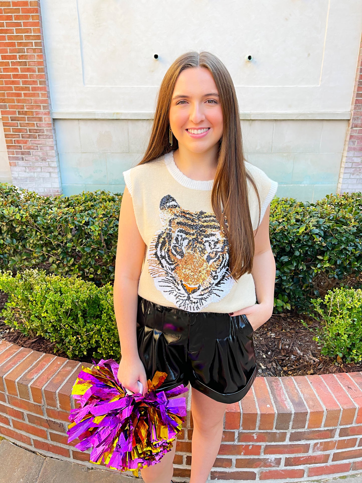 Pleated Faux Leather Shorts