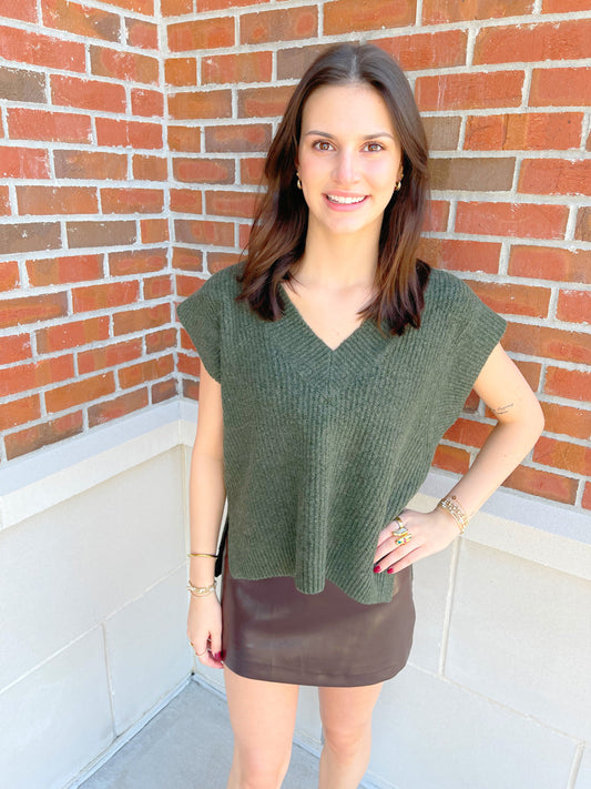 V-Neck Side Slit Sweater