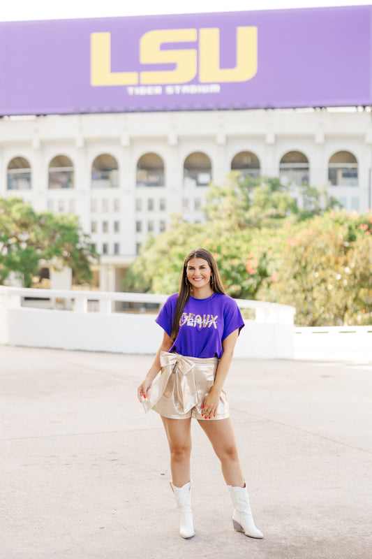 Metallic Bow Shorts