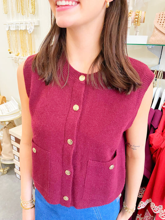 Sleeveless Knit Sweater Vest