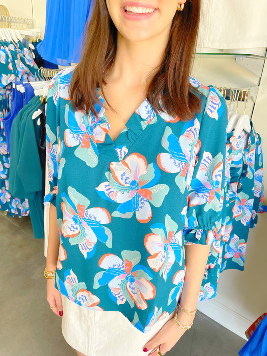 Julie Floral 3/4 Sleeve Top