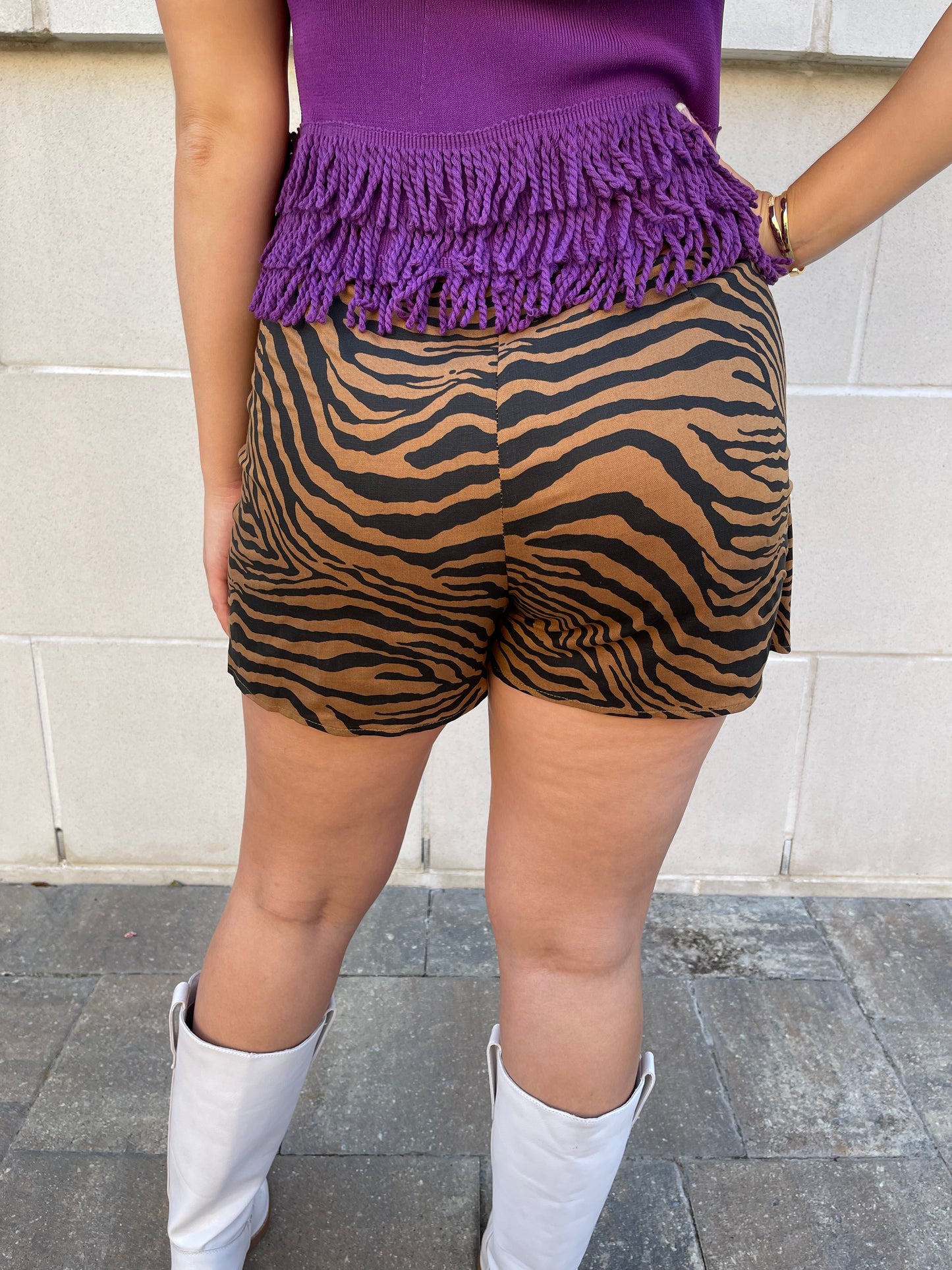 Tiger Print Wrap Skort