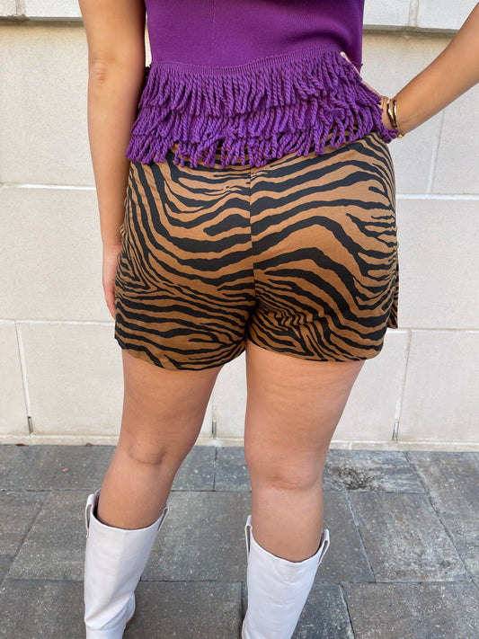 Tiger Print Wrap Skort