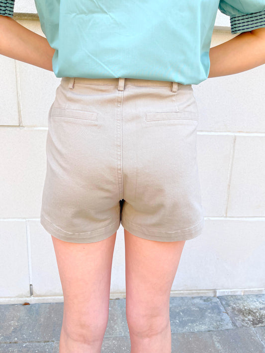 High Waist Patch Pocket Shorts