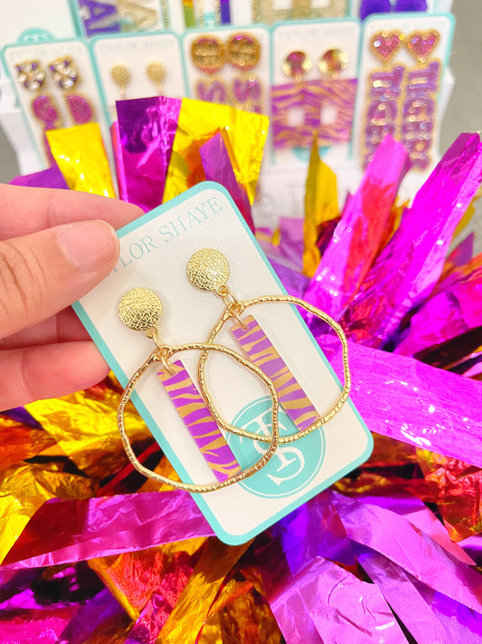 Acrylic Tiger Stripe Stick Hoops