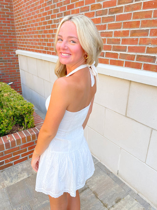 Eyelet Halter Dress