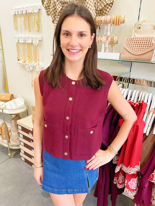 Sleeveless Knit Sweater Vest