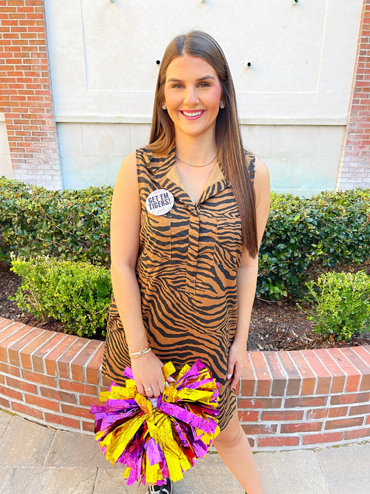 Sleeveless Tiger Stripe Dress