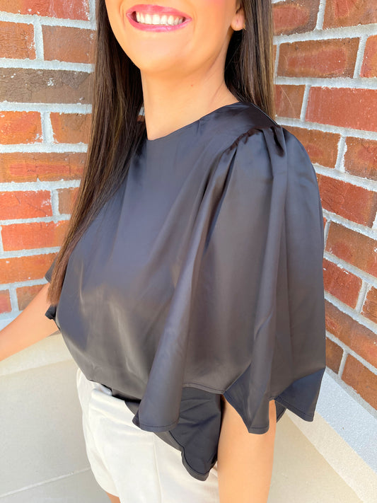 Flutter Sleeve Satin Top