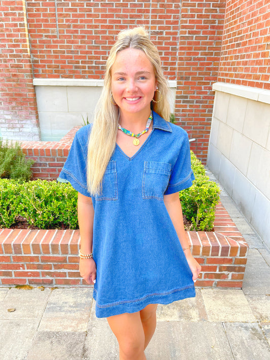 Collared Denim Dress