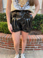 Pleated Faux Leather Shorts