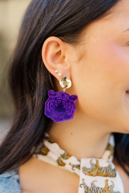 Acrylic Tiger Head Earrings