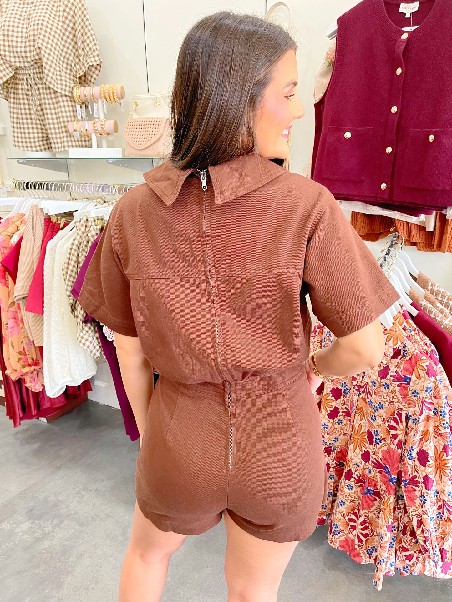 Wrap Front Denim Romper