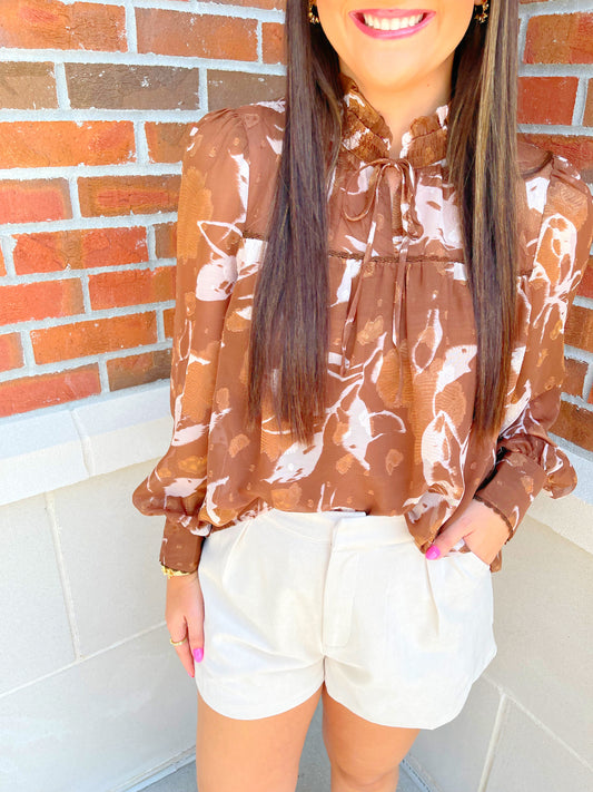 Long Sleeve Printed Blouse