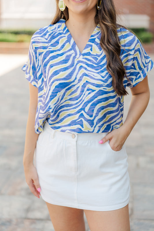 Tiger Print V-Neck Top