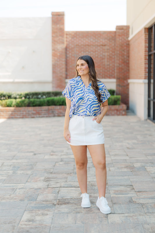 Tiger Print V-Neck Top