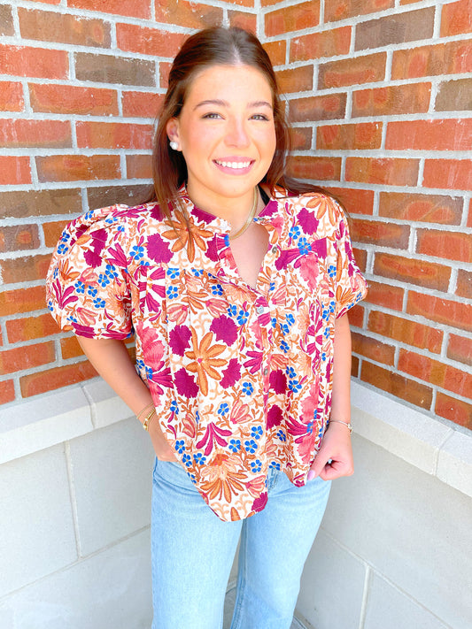 Floral Puff Sleeve Top