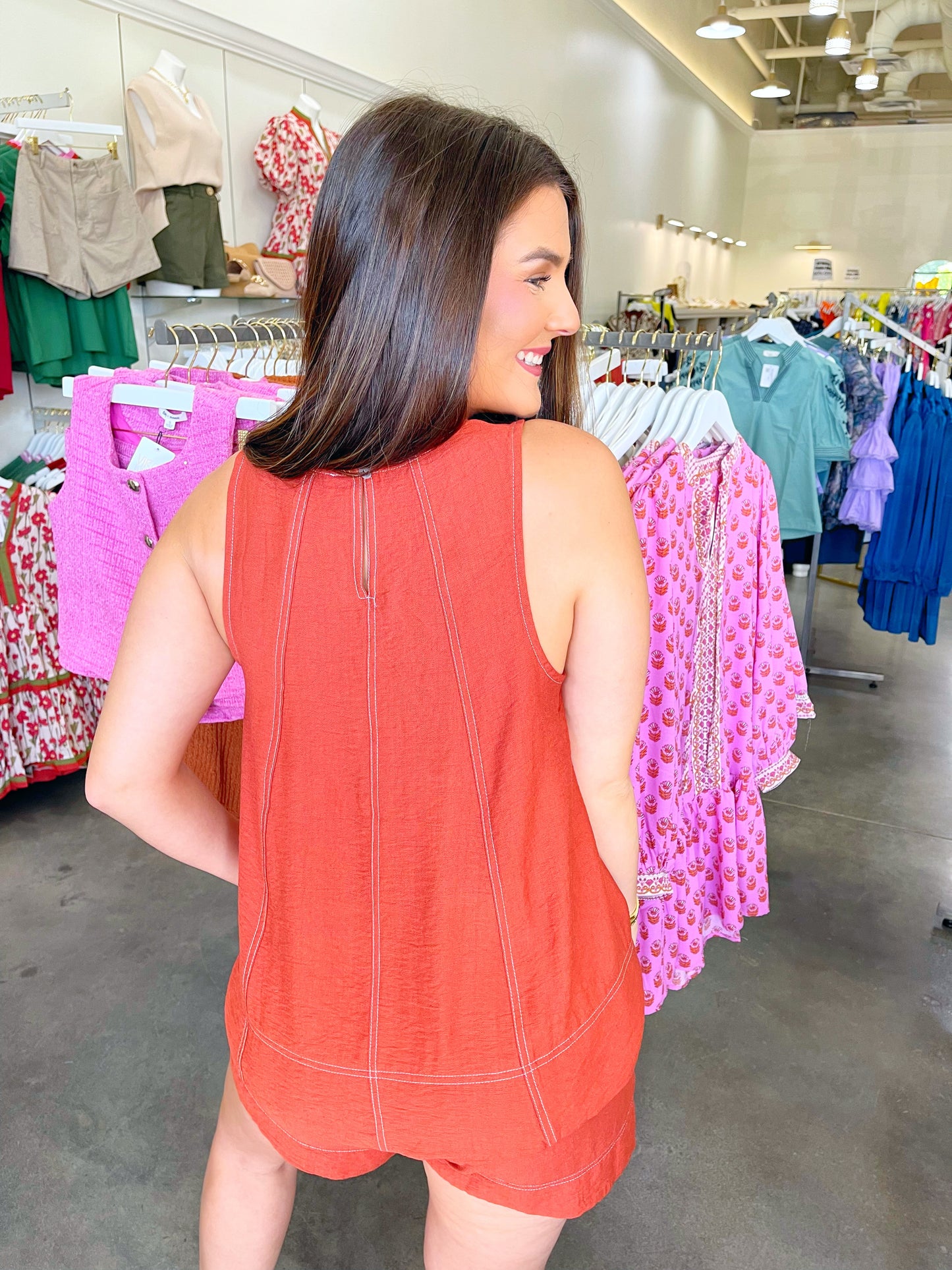 Contrast Stitch Top & Shorts Set