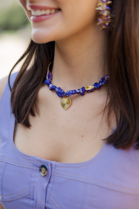 Gameday Gold Heart Scarf Necklace