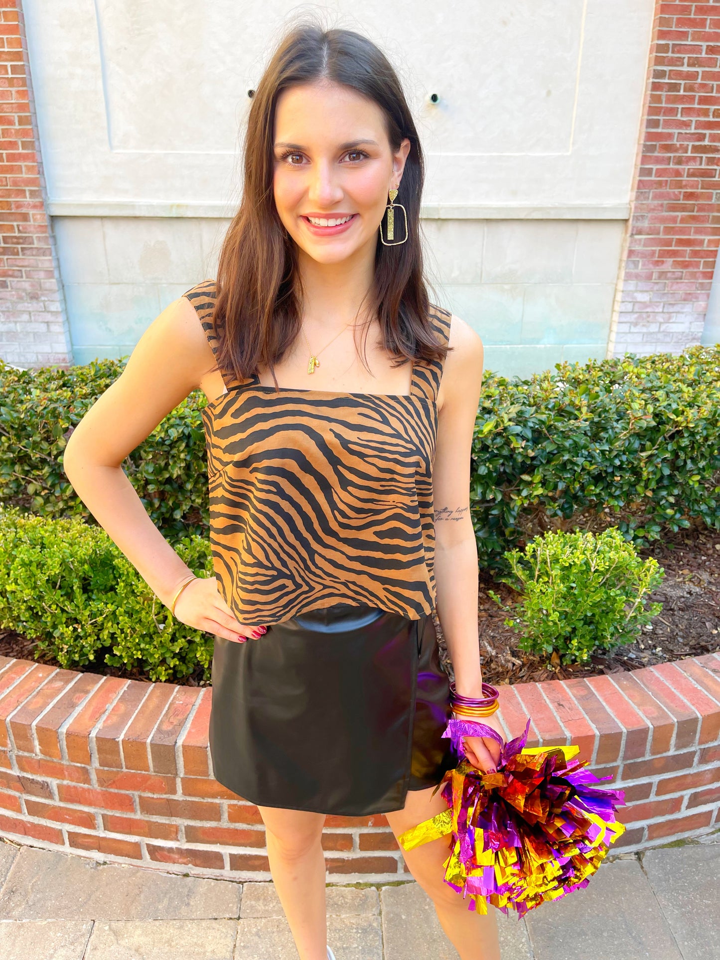 Tiger Print Square Neck Crop Top