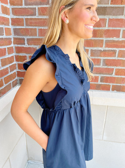 Ruffled V-Neck Dress