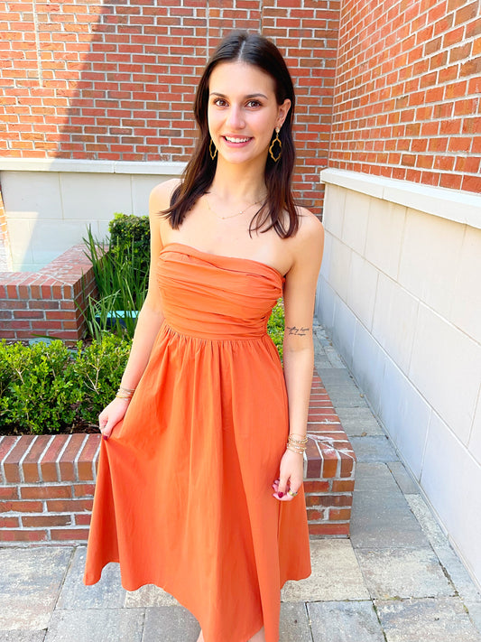 Strapless Ruched Maxi Dress
