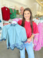 Embroidered Flutter Sleeve Top