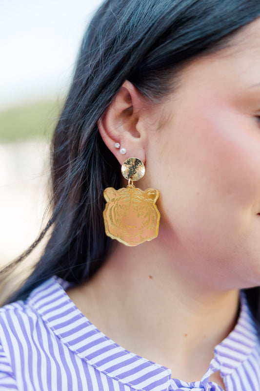Tiger Head Acrylic Earrings