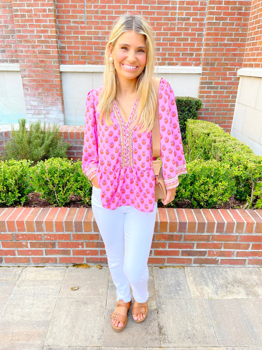 Monroe Floral Bell Sleeve Top