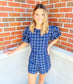 Plaid Puff Sleeve Romper