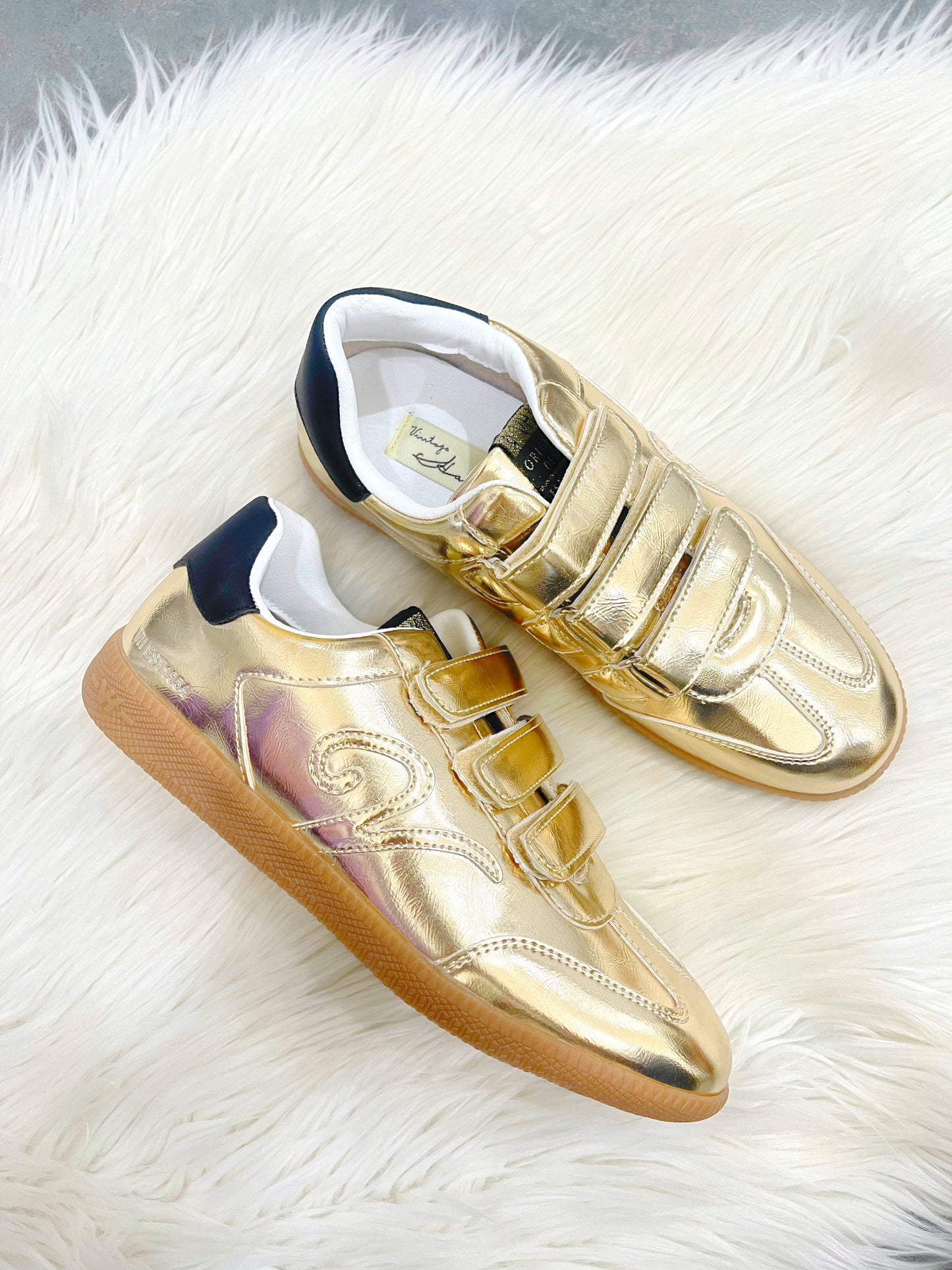 Script V Three Strap Sneakers